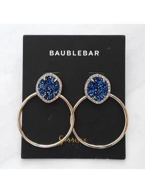 BaubleBar Lutana Druzy Hooped Post Earrings
